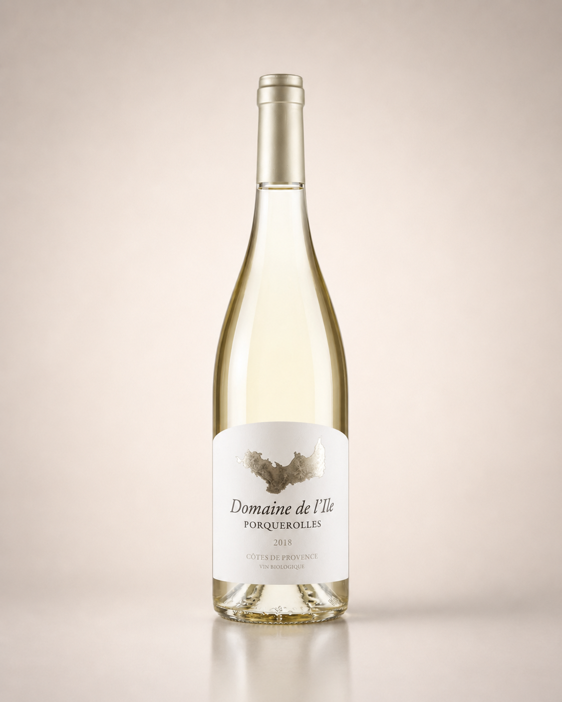 Botella de Domaine de L'Ile Blanc 2018 — Côtes de Provence isla Porquerolles — Blanco