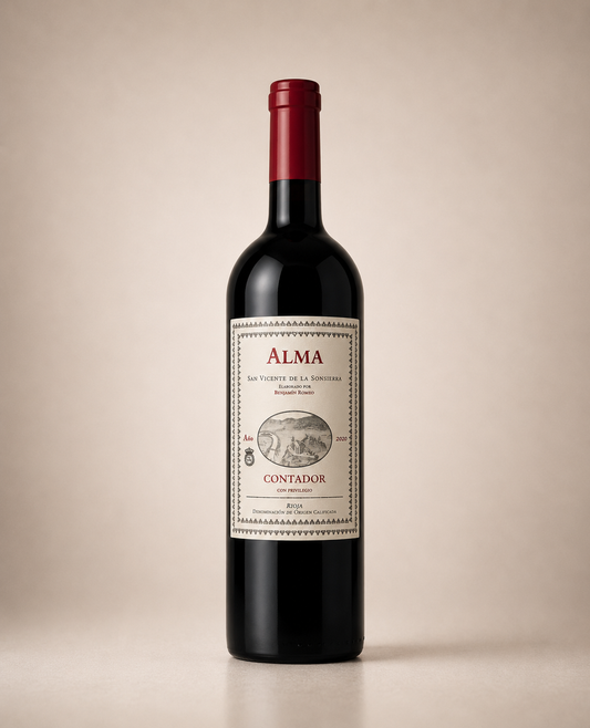 Botella de Alma de Contador 2020 Benjamín Romeo — Rioja San Vicente de la Sonsierra 97 puntos Parker — Tinto