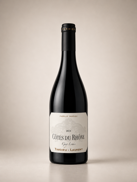 Botella de Tardieu-Laurent Côtes du Rhône Guy Louis Rouge 2013 — Valle del Ródano — Tinto Grenache Syrah