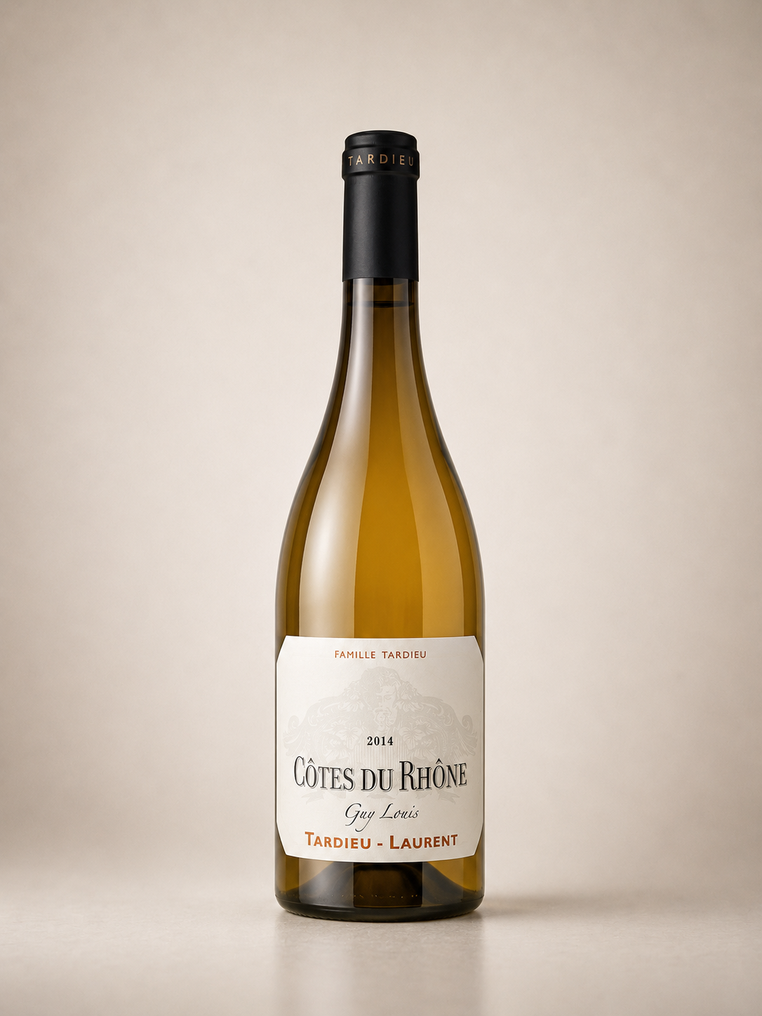 Botella de Tardieu-Laurent Côtes du Rhône Guy Louis Blanc 2014 — Valle del Ródano — Blanco Viognier