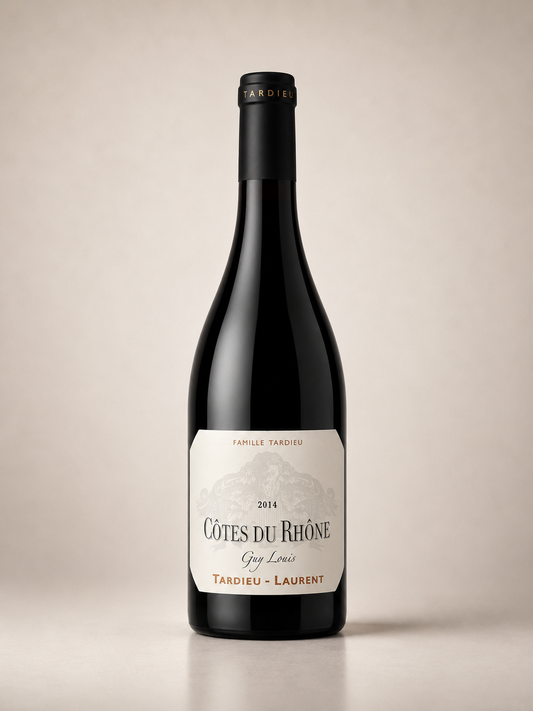 Botella de Tardieu-Laurent Côtes du Rhône Guy Louis Rouge 2014 — Valle del Ródano — Tinto Grenache Syrah