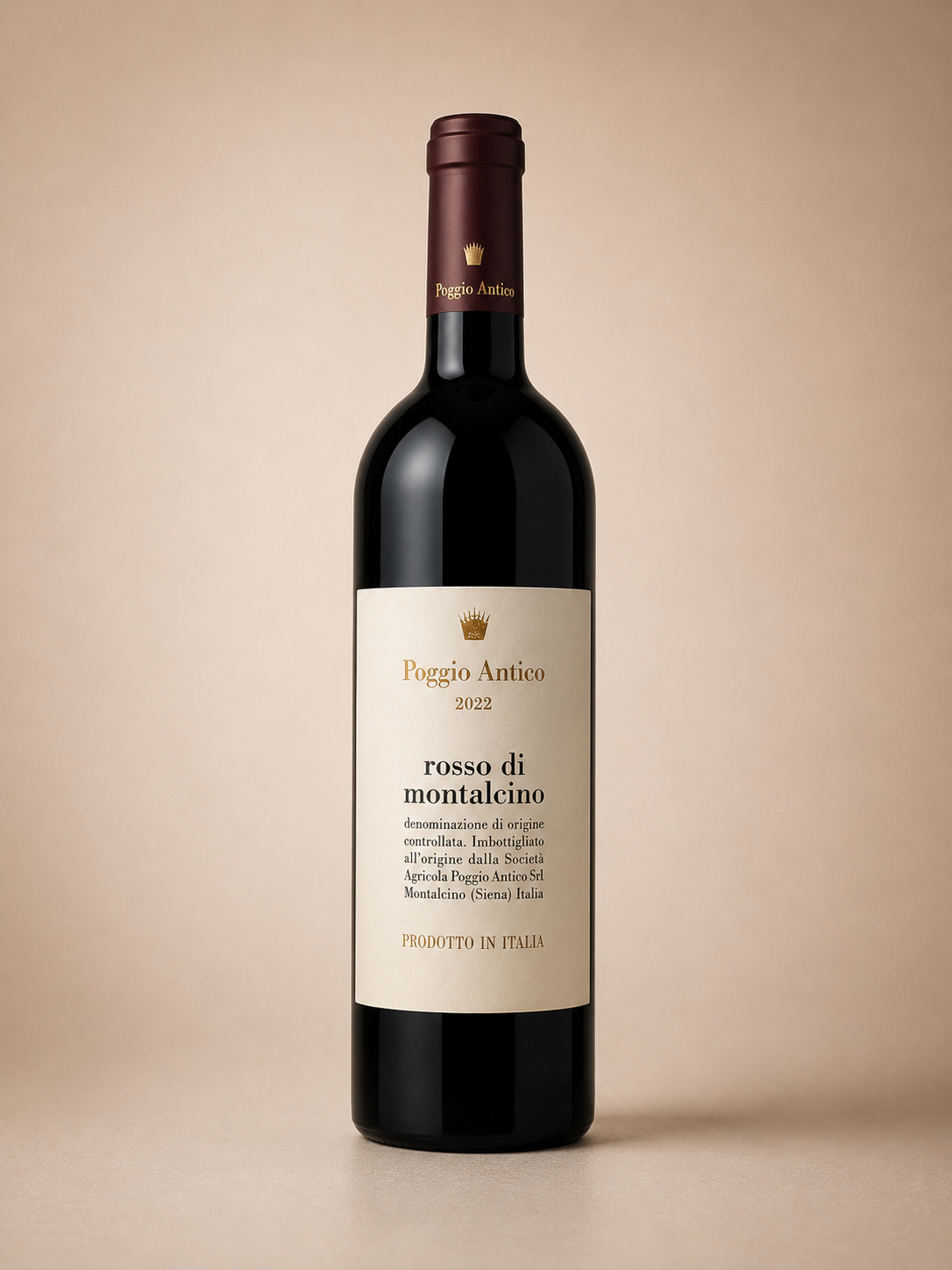 Botella de Poggio Antico Rosso di Montalcino 2022 — Montalcino Toscana Italia — Tinto Sangiovese