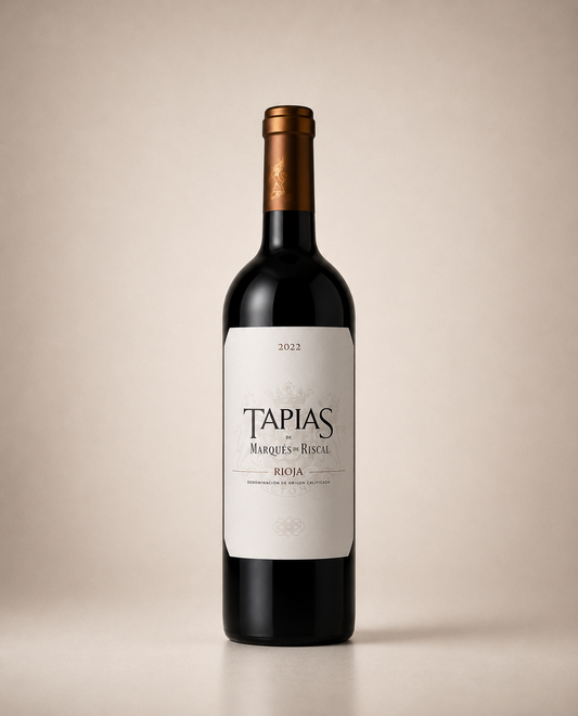 Botella de Tapias de Marqués de Riscal 2022 — Rioja Alavesa España premium — Tinto Tempranillo